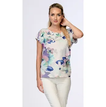 Dámská halenka Kimonová dámská halenka s lila květy 784 velikost 3XL