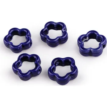 Dětské navlékací korálky Porcelánové korálky / komponenty k výrobě ozdob a přívěsků, barva 14 modrá kobaltová květ