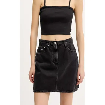 Dámská sukně Džínová sukně Tommy Jeans černá barva, mini, DW0DW21275 99J, vel. 25