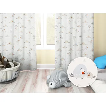 ubrus Dětský bavlněný závěs Sandra SA-614 Veselí ptáčci na bílém 150x170 cm