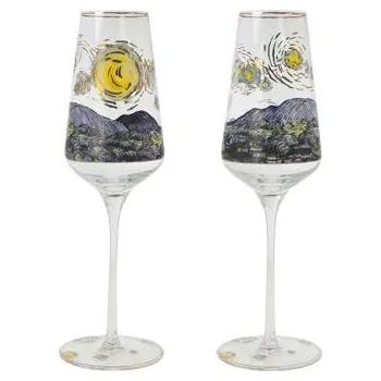 Sklenice Goebel Sada 2 sklenic na sekt Starry Night Van Gogh 24 cm Goebel