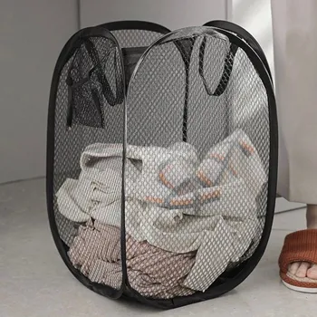 Koš na prádlo Skládací koš na třídění prádla s rámem | koš na prádlo, úložný koš - Černý