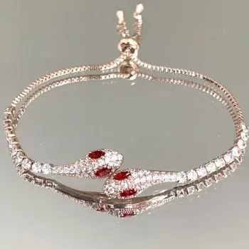 Náramek Elegantní hadí náramek pro ženy s jemným designem | dámský šperk, módní doplněk - Růže červená