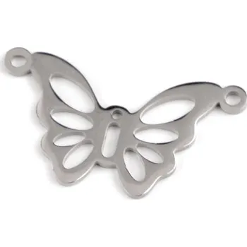 Přívěsek / mezidíl k výrobě šperků z nerezové oceli nekonečno, kost, motýl, srdce, barva 3 platina motýl
