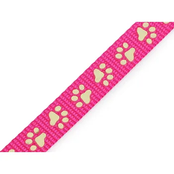 Popruh polypropylenový na vodítko / obojek, svítící ve tmě šíře 15 mm, barva 1 pink