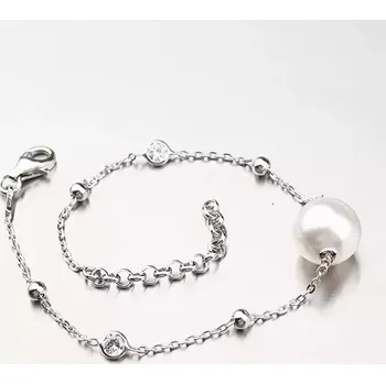 Náramek Dámský náramek stříbro 925 perla a se zirkony B2202681-0398-SLX délka 17 cm