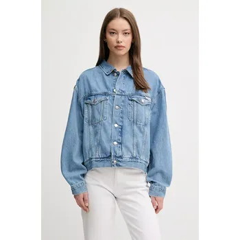 Dámská casual bunda Džínová bunda Calvin Klein Jeans modrá barva, přechodná, oversize, J20J225182 50J, vel. XL