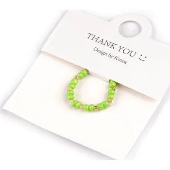 Prsten Prsten pružný z korálků, barva 6 zelená sv.