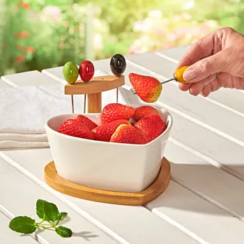 3Pagen Miska s dřevěným podnosem „Srdce“