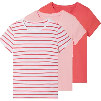 Dívčí oblečení lupilu® Dívčí triko, 3 kusy (korálová/růžová/pruhovaná, 98/104)