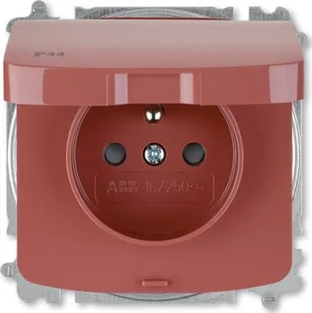 Elektrická zásuvka ABB TANGO Zásuvka 6619A-A06697 R2 s víčkem a clonkami, bezšroubové svorky, IP44, vřesová červená 6619A-A06997 R2