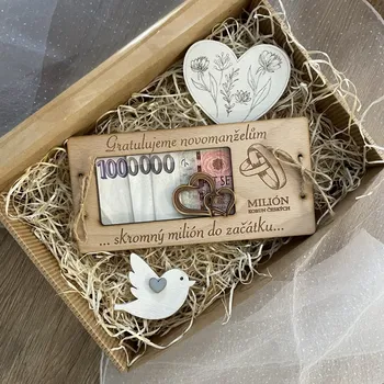 Dárková krabička Dárková sada pro novomanžele Milion korun menší Varianta: Přání standard
