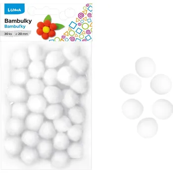 Pro Háčkování Bambulka bílá 30ks, Ø20 mm