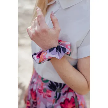 Bavlněná gumička scrunchie malovaná květovaná