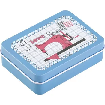 Organizér galanterie Plechová krabička na šití, barva 3 modrá nebeská