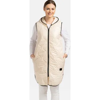 Dámská vesta Světle béžová lehká dámská vesta s neodnímatelnou kapucí BLE 230000 F - Beige Velikost: XL