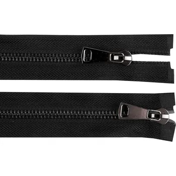 Zip Zip kovový No 5 dělitelný 2 jezdce / dvoucestný 70 cm, barva 2 černá černý nikl