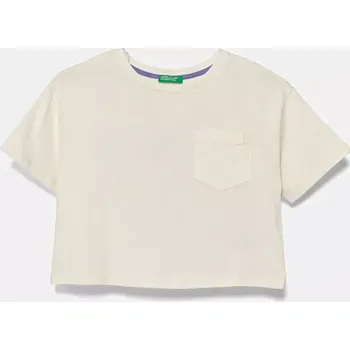 Dětská móda Dětské bavlněné tričko United Colors of Benetton 3I1XC10N8.G.Seasonal béžová 01X, vel. 140