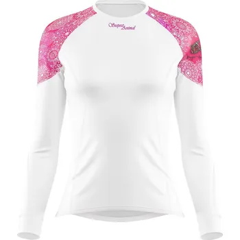 Dámské termoprádlo Dámské funkční triko s dlouhým rukávem PINK MANDALA bílá Bamboo Light New - Růžová / XL