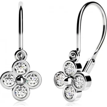 Náušnice Couple, Decentní dětské náušnice Alia, bílé zlato se zirkony, Brizura dětská, 585-53-3-1088.1B00.0.00.001.14