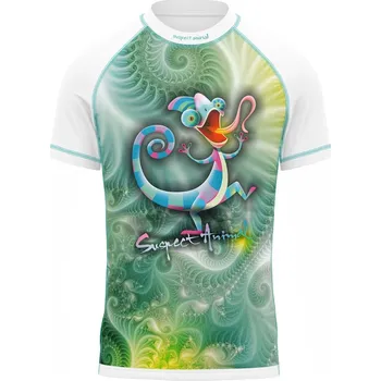 Dětské funkční triko krátký rukáv CHAMELEON bílá Bamboo Ultra - Zelená / 150