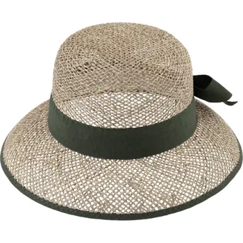 Klobouk Fiebig - Headwear since 1903 Slaměný malý cloche s zelenou stuhou - Fiebig Velikost: 59 cm (L)