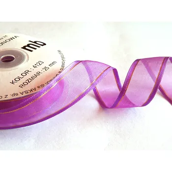 Stuha Stuha šifonová ozdobná s luxurem, WOA4123, šíře 38 mm/ 1 metr