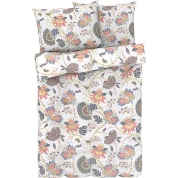 Povlečení LIVARNO home Ložní povlečení z mikrovláknitého saténu, 220 x 240 cm, 70 x 90 cm (květiny/bílá)