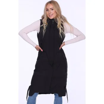 Dámská vesta Dámská černá dlouhá prošívaná vesta s kapucí BLH 220050 F - Black Velikost: 2XL