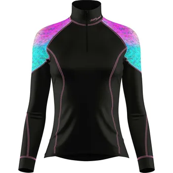 Dámské funkční triko dlouhý rukáv se zipem AQUARELLE černá Bamboo Light New - Růžová / XL