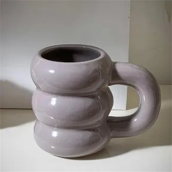 Velký barevný keramický hrnek s uchem na kávu | hrnek, keramický hrnek - Tmavě fialová