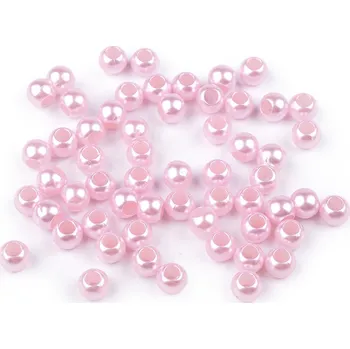 Dětské navlékací korálky Plastové perly s velkým průvlekem Ø8 mm, malé, 2 růžová sv.