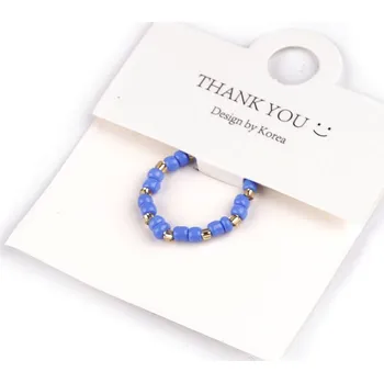 Náramek Prsten pružný z korálků, malé, 7 modrá