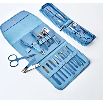 3Pagen 16dílná sada na manikúru + cestovní souprava světle modrá 10 x 12 x 15 cm