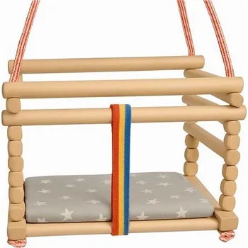 Dětská houpačka Dětská houpačka buková Baby Mix přírodní + polštářek