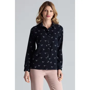 Dámská košile Lehká navy košile s ptáky M284 Velikost: S