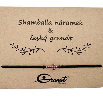 Náramek Granát Turnov Český granát stříbrný náramek Shamballa 009 Délka náramku: černá