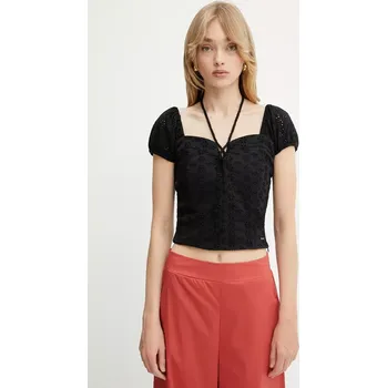 Dámská halenka Halenka Guess ELIANE dámská, černá barva, hladká, W5GP13 KCVA1 W5GP13.KCVA1 99X, vel. XL