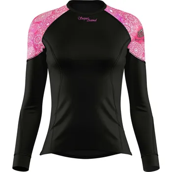 Dámské funkční triko s dlouhým rukávem PINK MANDALA černá Bamboo Light New - Růžová / M