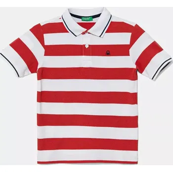 Dětská bavlněná polokošile United Colors of Benetton 39QAC301T.G.Seasonal červená 33X, vel. 168