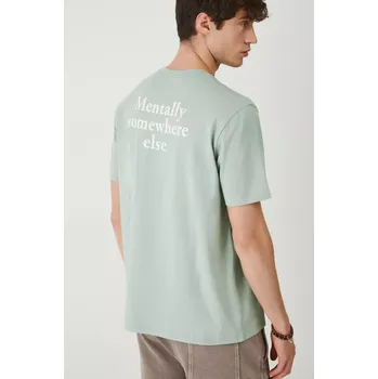 Bavlněné tričko Medicine pánské, tyrkysová barva, s potiskem RS25.TSM908 65X, vel. M