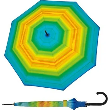 Deštník Doppler Fiber Flex Long AC Happy green - dámský holový vystřelovací deštník