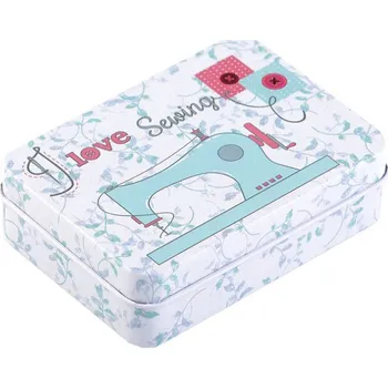 Galanterie Plechová krabička na šití, barva 2 tyrkys