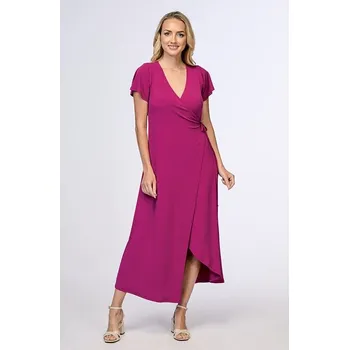 Dámské šaty Delší fuchsiové dámské zavinovací šaty 7231 velikost 3XL
