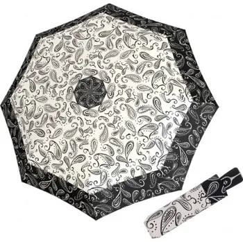 Deštník Doppler Fiber Magic Black&White Paisley - dámský plně automatický deštník