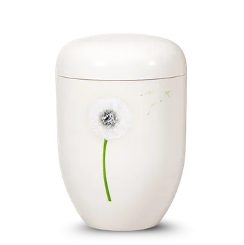 Smuteční dekorace Ekologická urna Airbrush - Bílá/Pampeliška