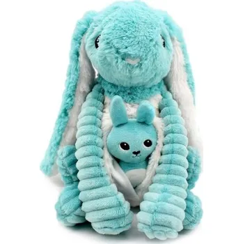 plyšák Ptipotos Plyšový králík Toudou modrý - máma s děťátkem