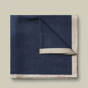 Kravata Charles Tyrwhitt Silk Linen Pocket Square — Navy