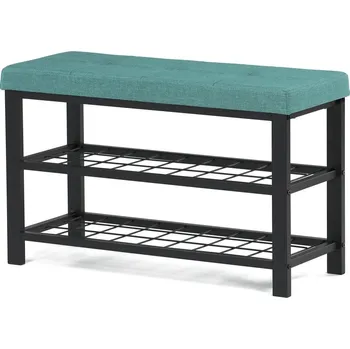 Botník Botník ALBEDO — kov, MDF, látka, černá / zelená