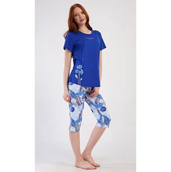 Dámské pyžamo Dámské pyžamo kapri Julie - modrá - 4XL